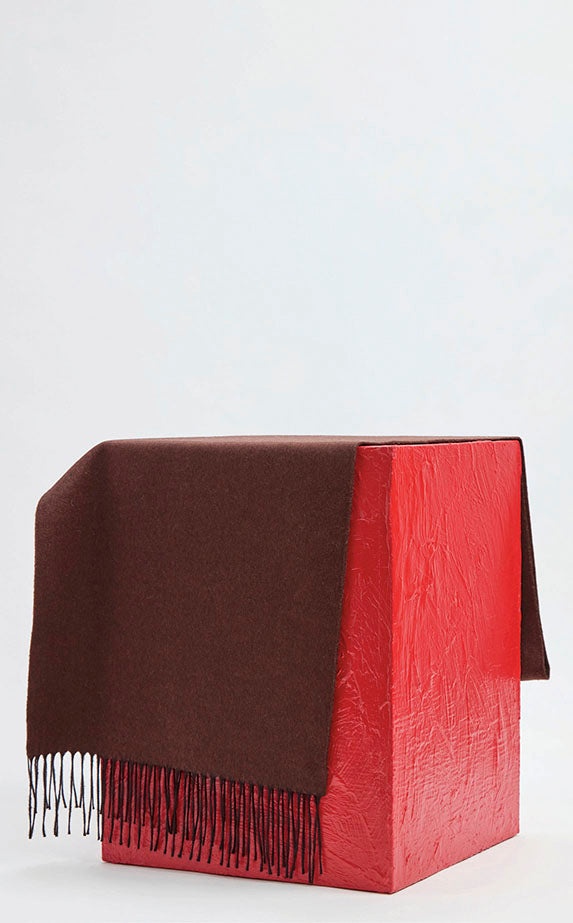 Blaine Fringe Scarf in Chocolate Melange Silk Cashmere - 3