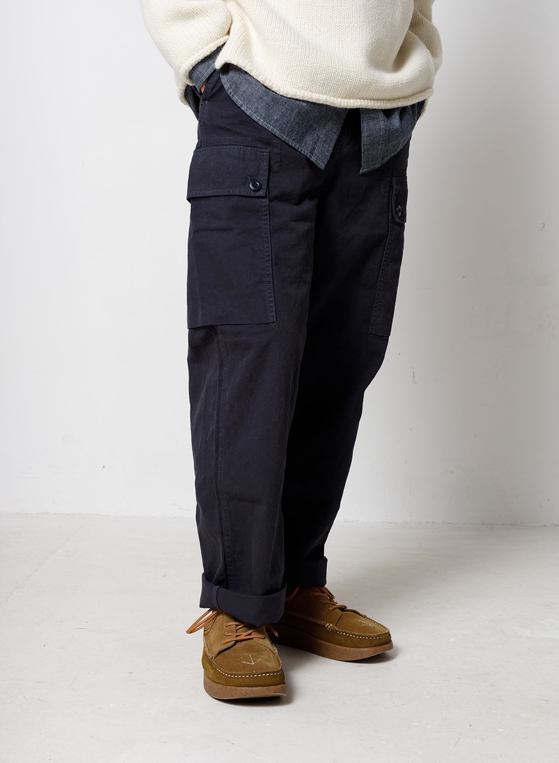 Nigel Cabourn Dutch Pant Cotton Twill in Black Navy | REVERSIBLE