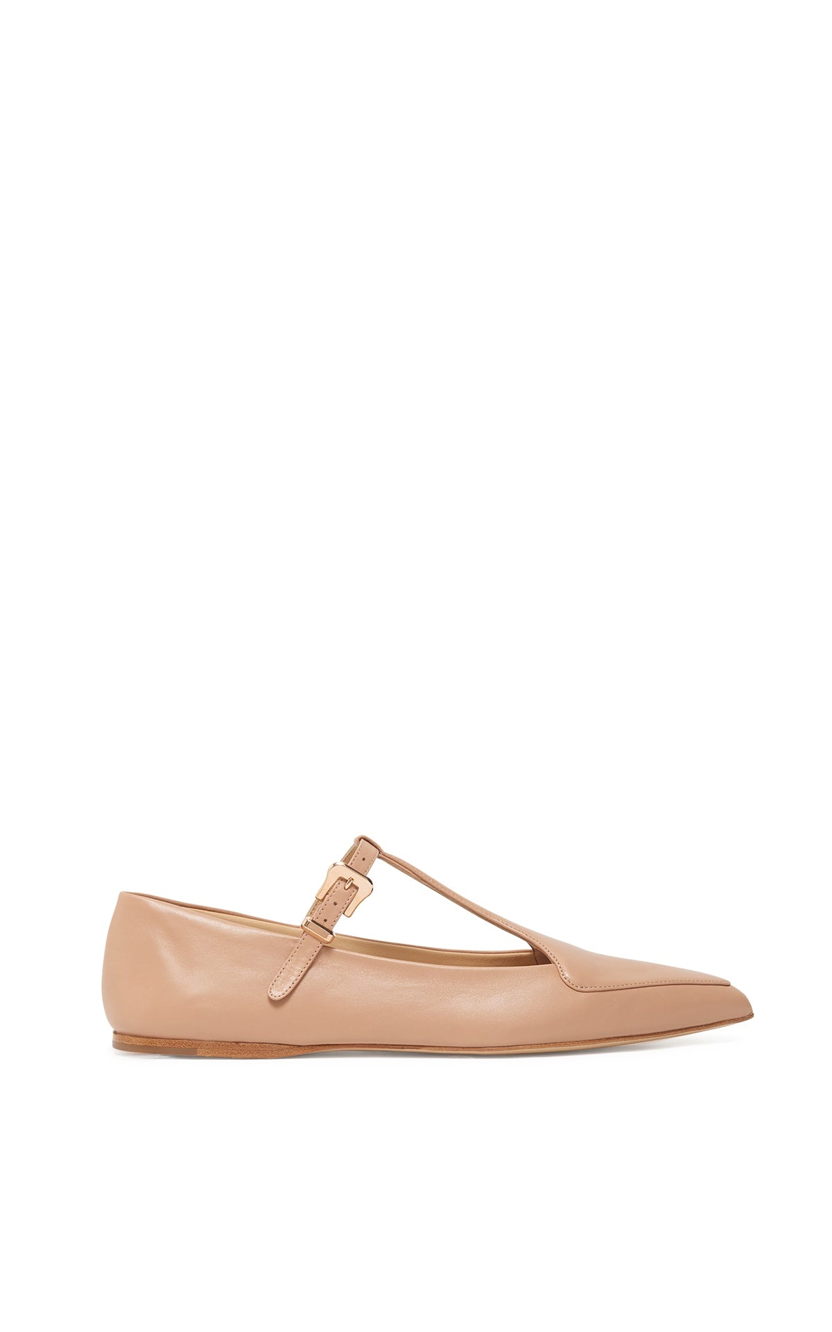Liv Ballerina Flat Shoe in Nude Nappa Leather - 1