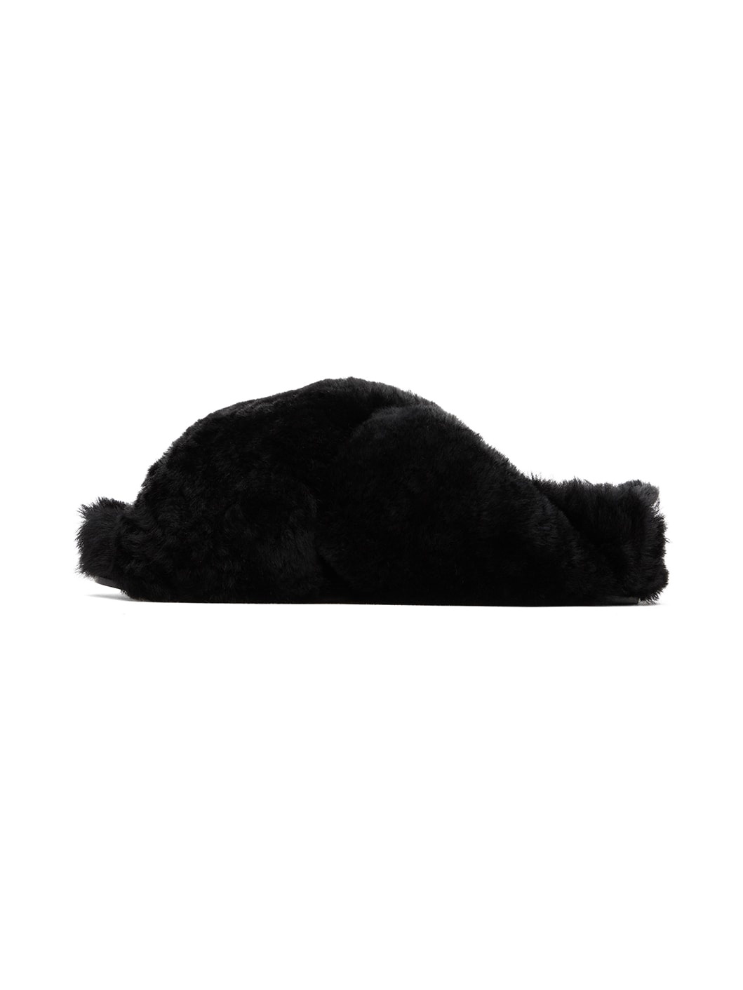 Black Shearling Wrap Sandals - 3