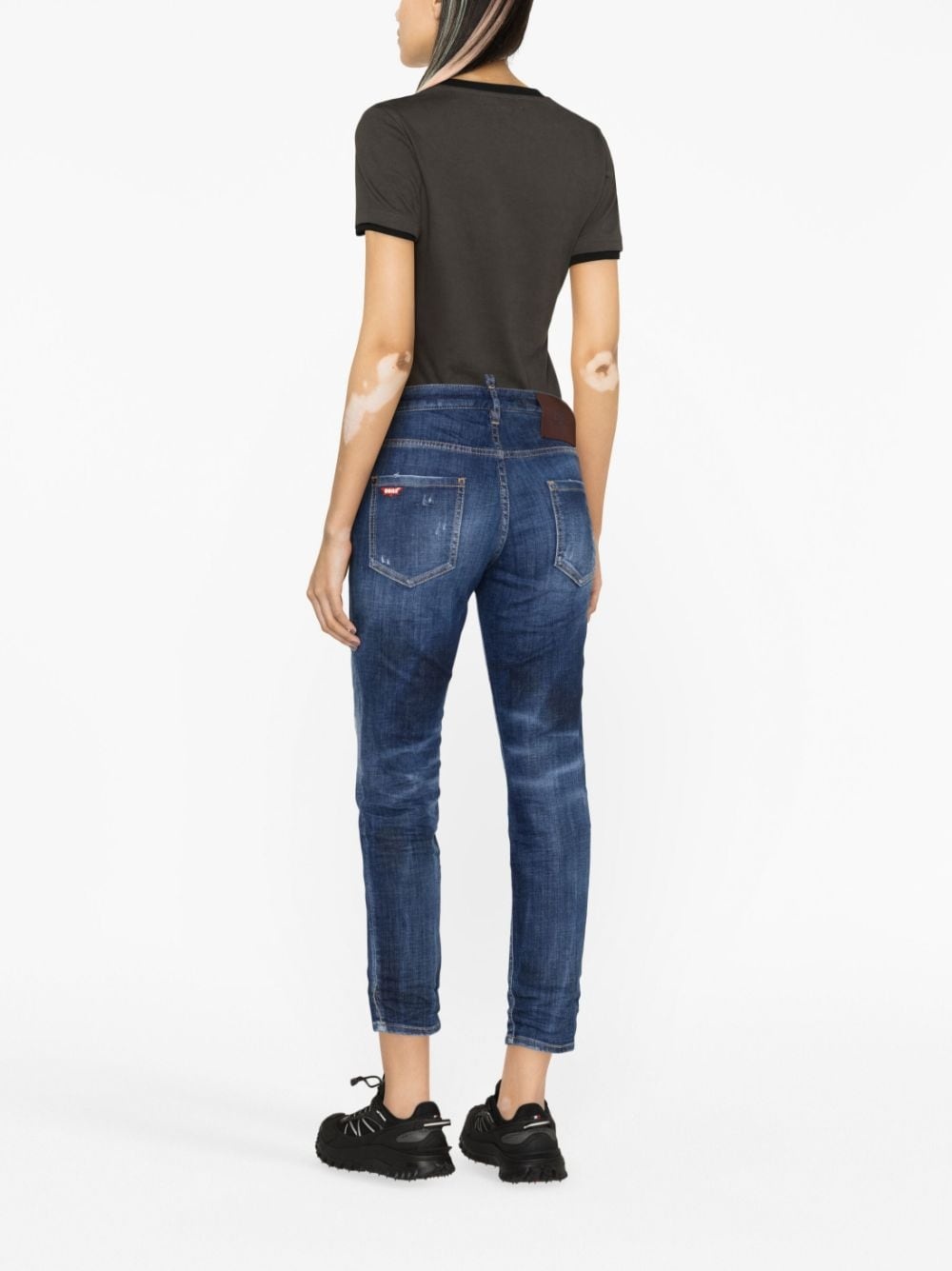 mid-rise distressed skinny jeans - 4