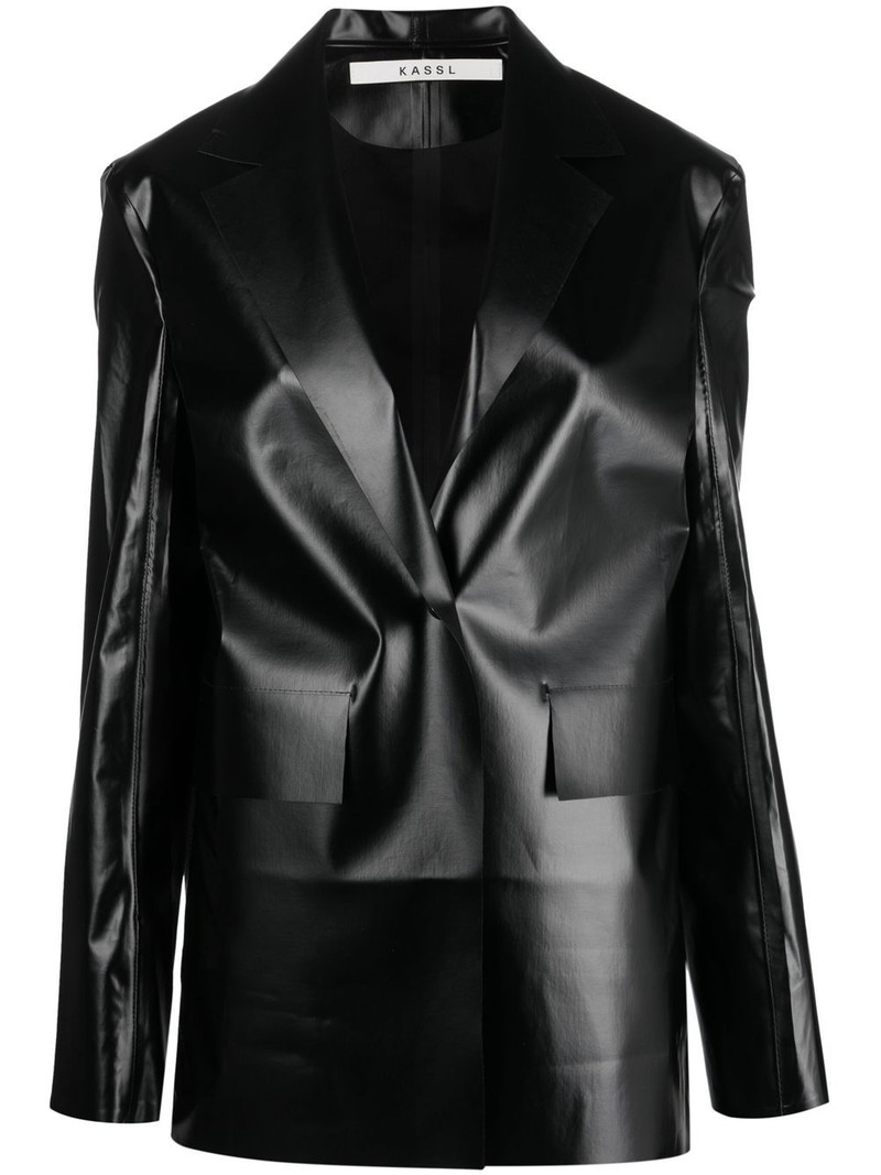 high-shine single-breasted blazer 1