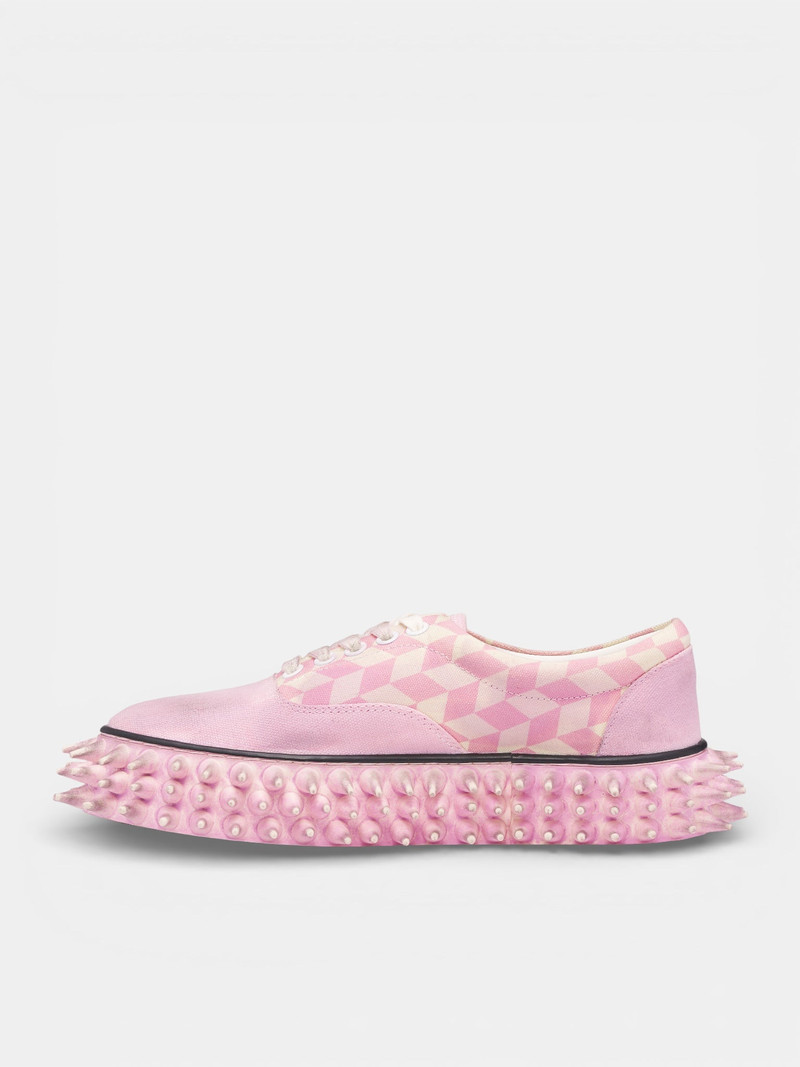 doublet Pink Checkerboard Spiked Skate Sneakers outlook