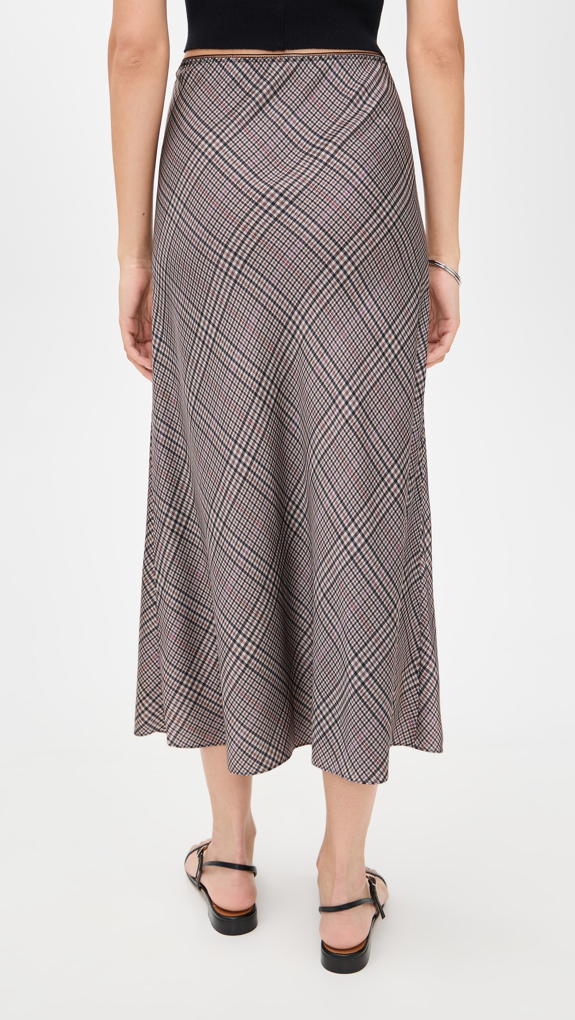 Pressed Plaid Shaped Hem Skirt - 3