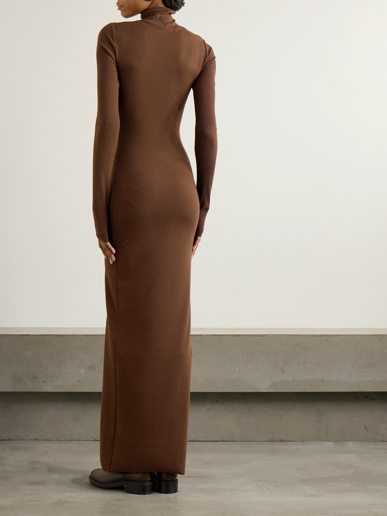 Ribbed Stretch-cotton And Modal-blend Turtleneck Maxi Dress - 3
