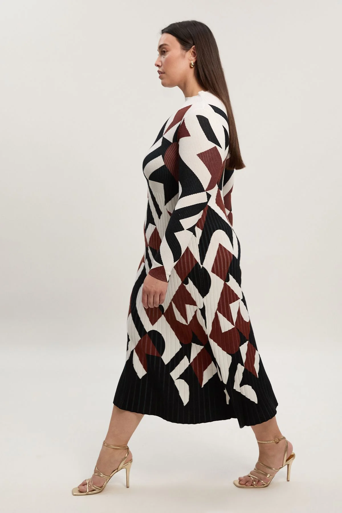 Plus Size Geo Jacquard Knit Maxi Dress - 1