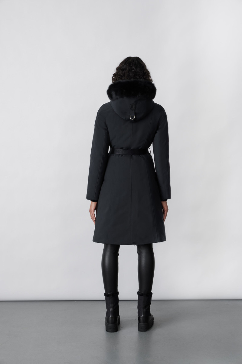 KAILYN Flared down coat with blue fox fur hood 4