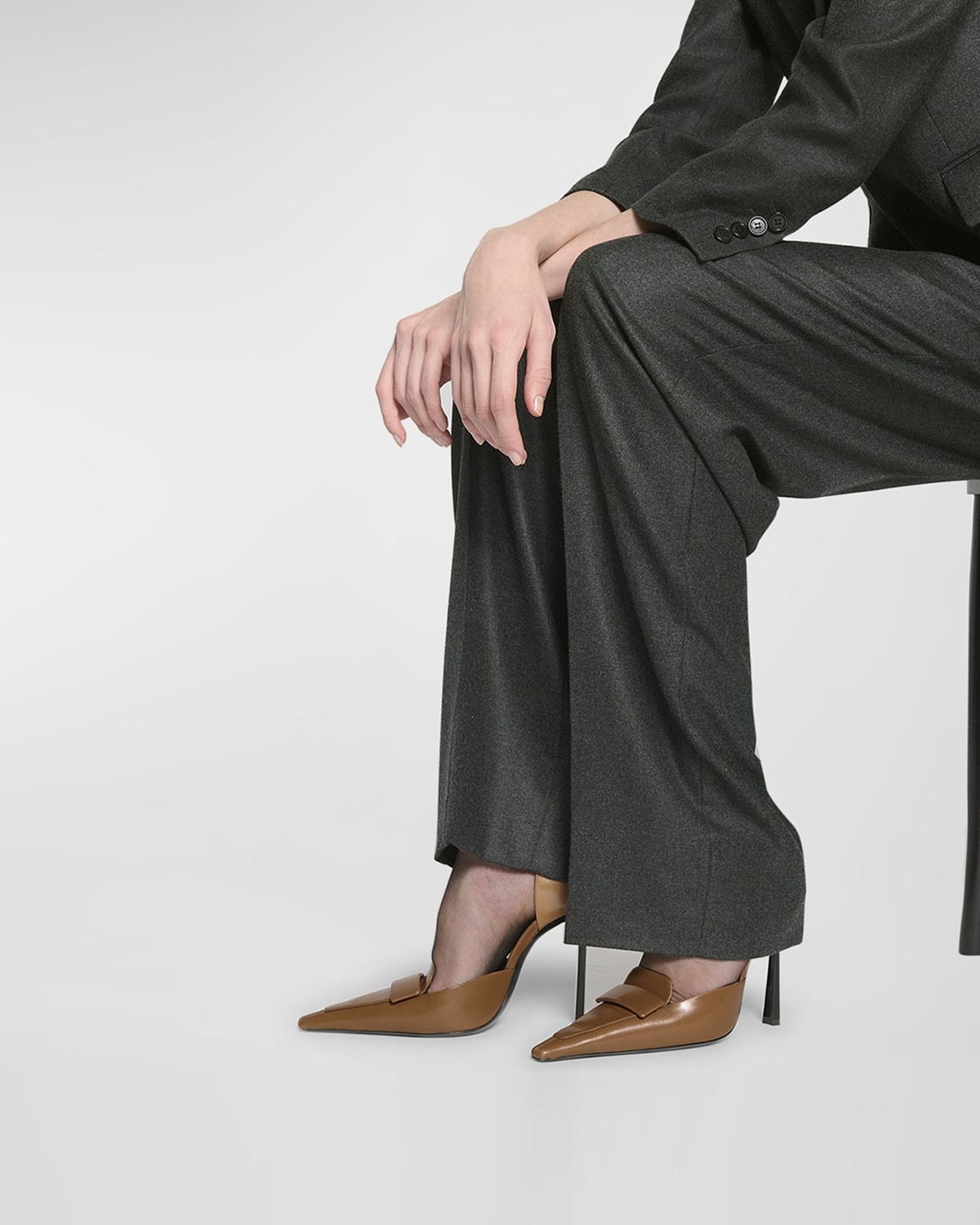 Leather D'Orsay Loafer Pumps - 2