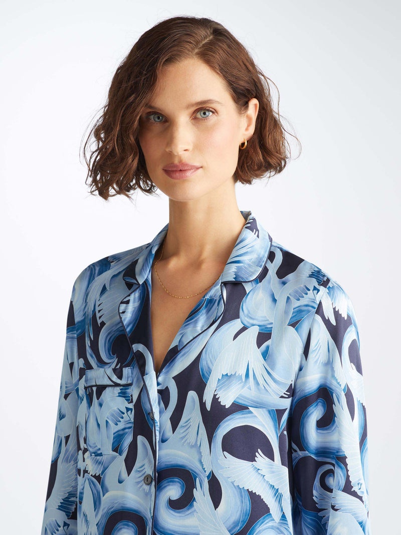 Women's Pyjamas Brindisi 104 Silk Satin Navy - 5