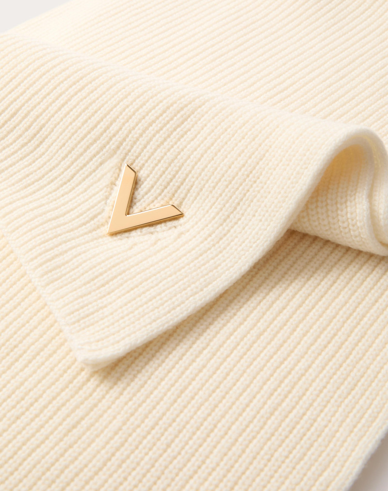 Valentino CASHMERE SCARF WITH METAL V APPLIQUÉ outlook