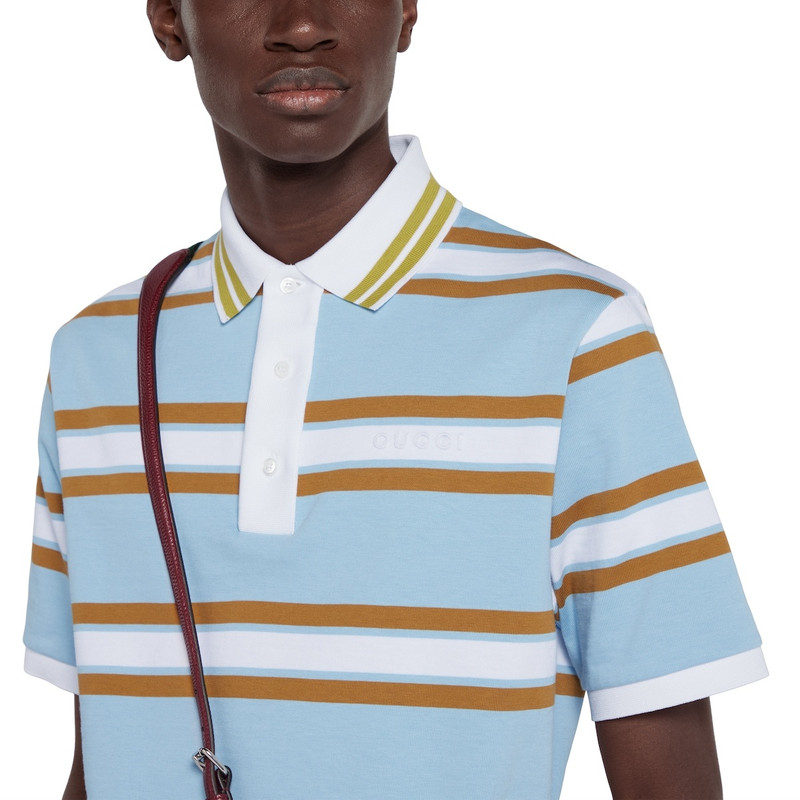 Striped cotton jersey polo top 5