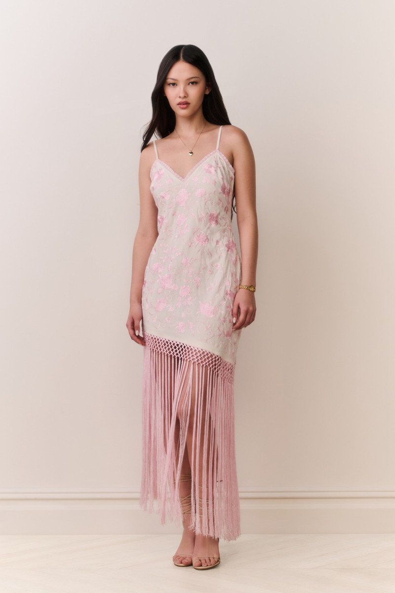 LoveShackFancy Evalette Floral Fringe Maxi Dress outlook