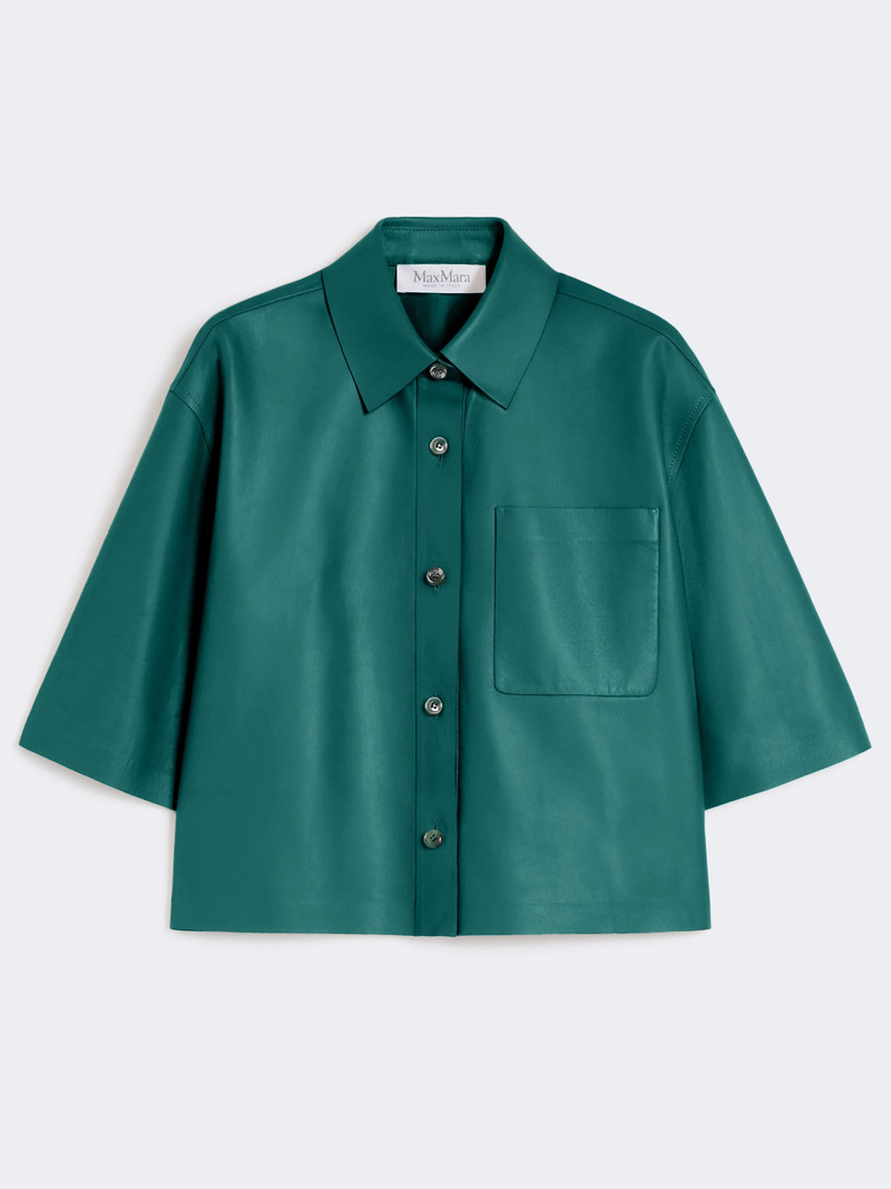 ARCELLA Nappa leather cropped jacket - DARK GREEN 1