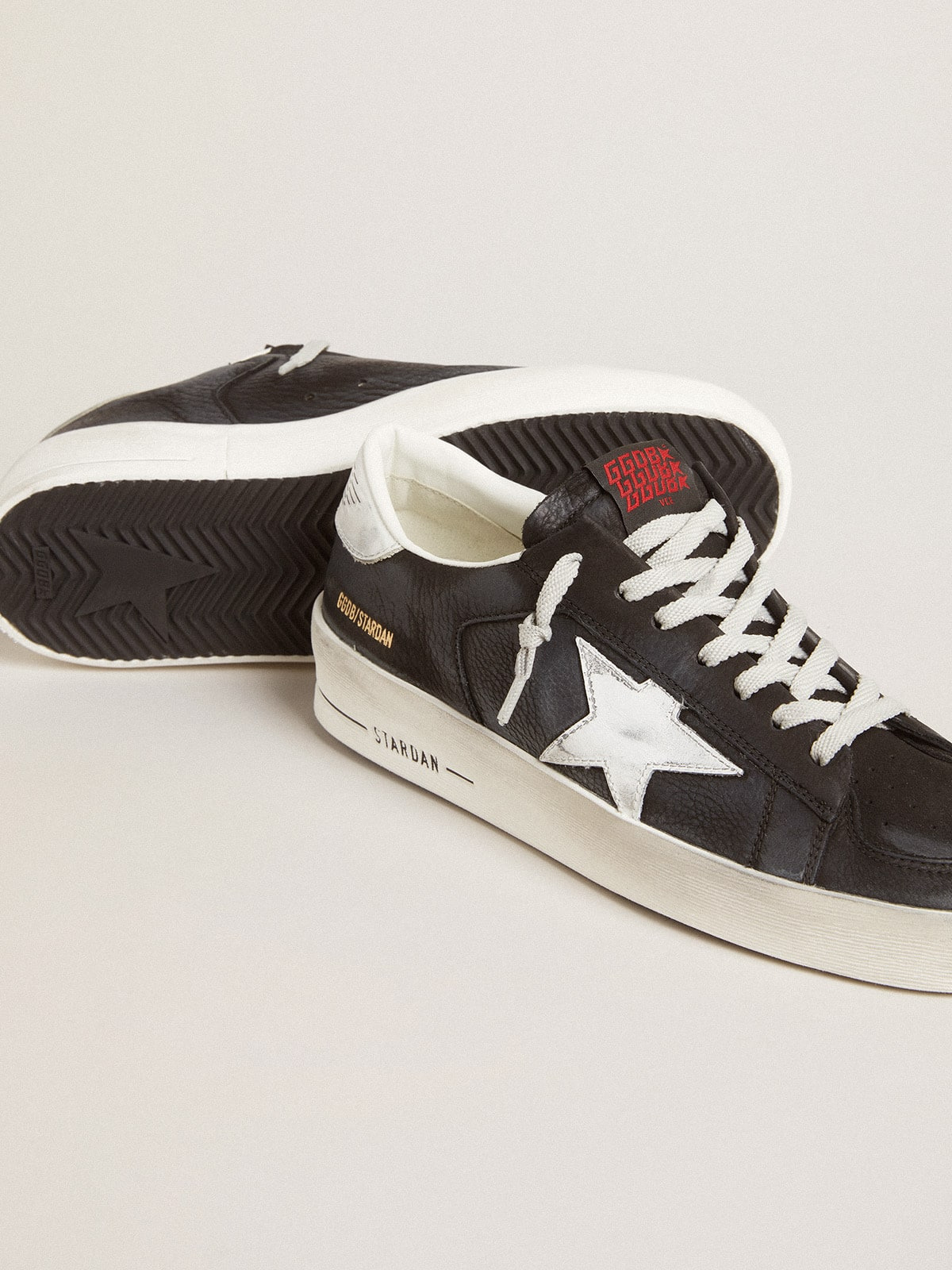 Stardan in black nubuck and mesh with gray leather star and heel tab - 3