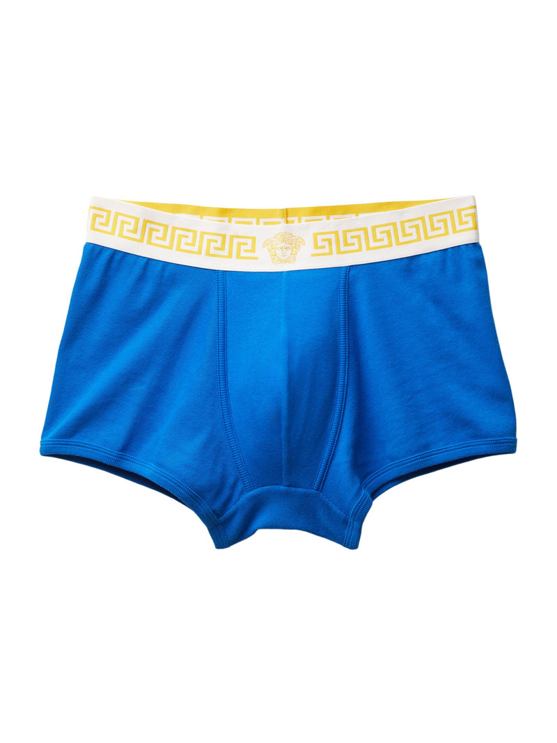 Men's Greca Medusa-Head Boxer Brief - Electric Blue White Yellow 1