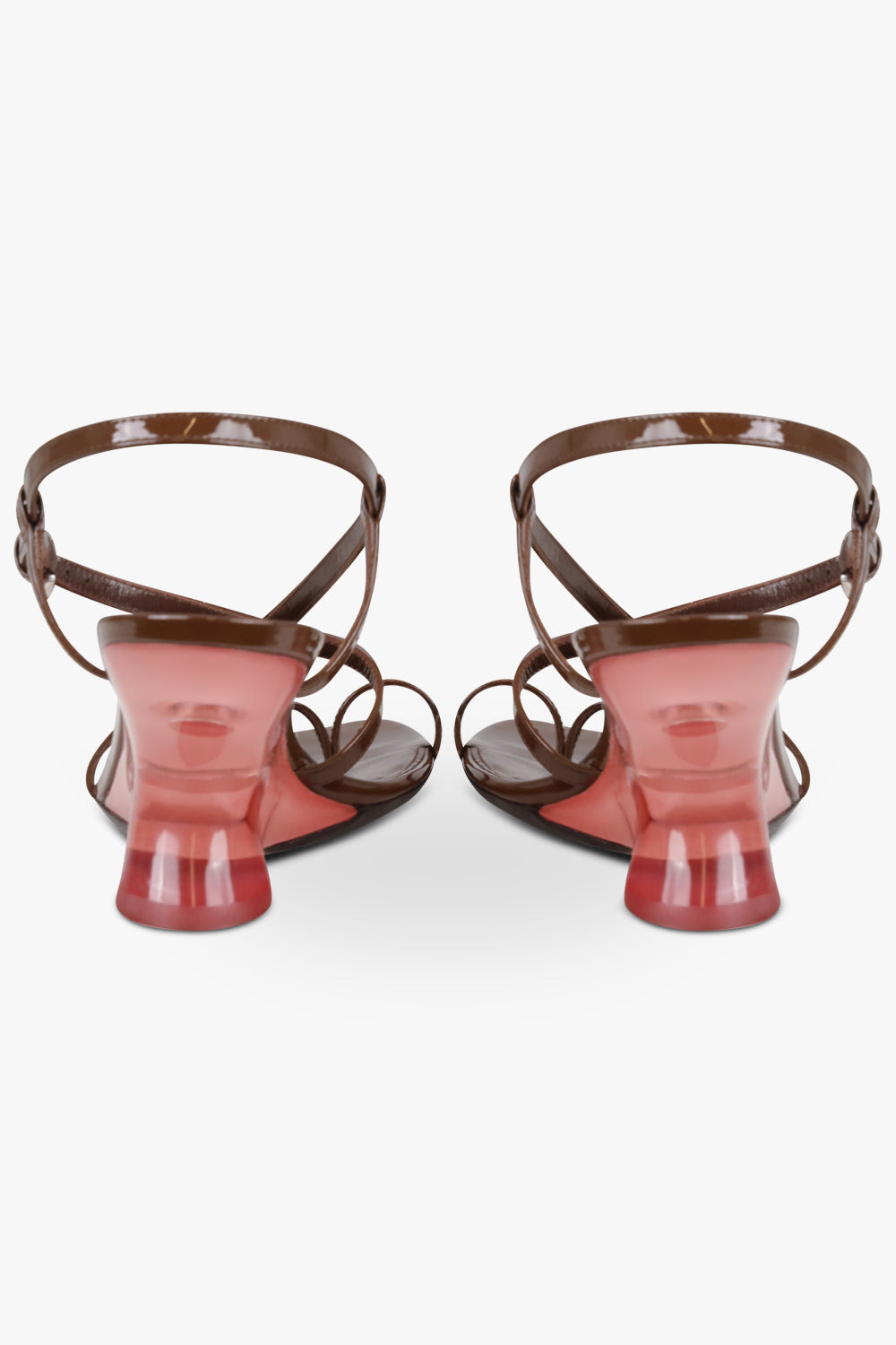 SCULPTURAL WEDGE 75MM PATENT SANDAL | DARK BROWN/PINK - 4