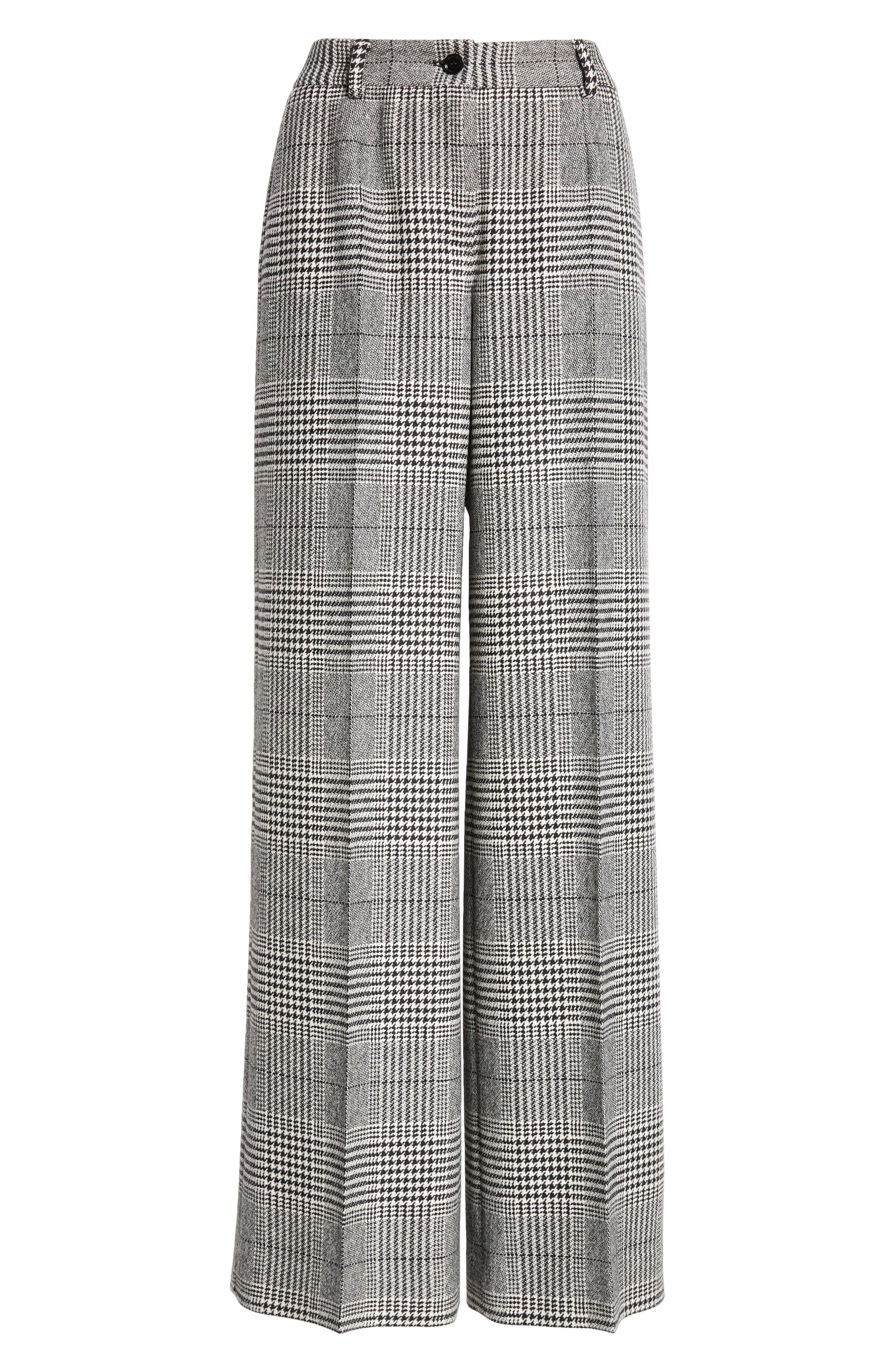 Dolce&Gabbana Houndstooth Check Wool & Cashmere Wide Leg Trousers in S8100 Quadri-Check-Tartan at No - 6