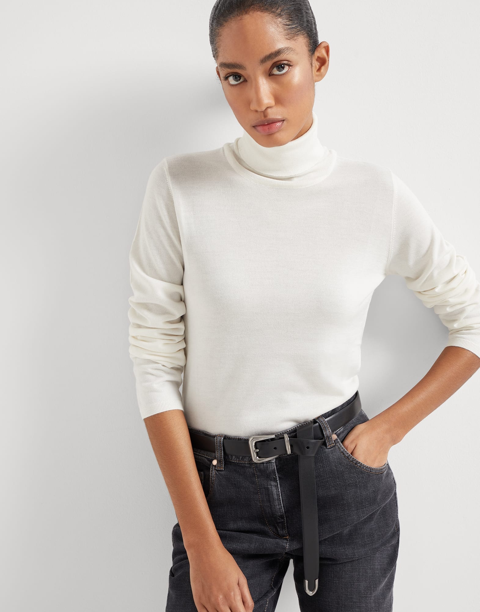 Cashmere and silk lightweight turtleneck sweater - 4