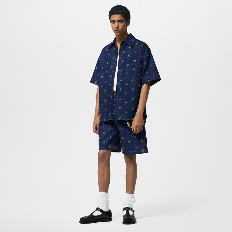 Louis Vuitton Embroidered Signature Denim Shorts outlook