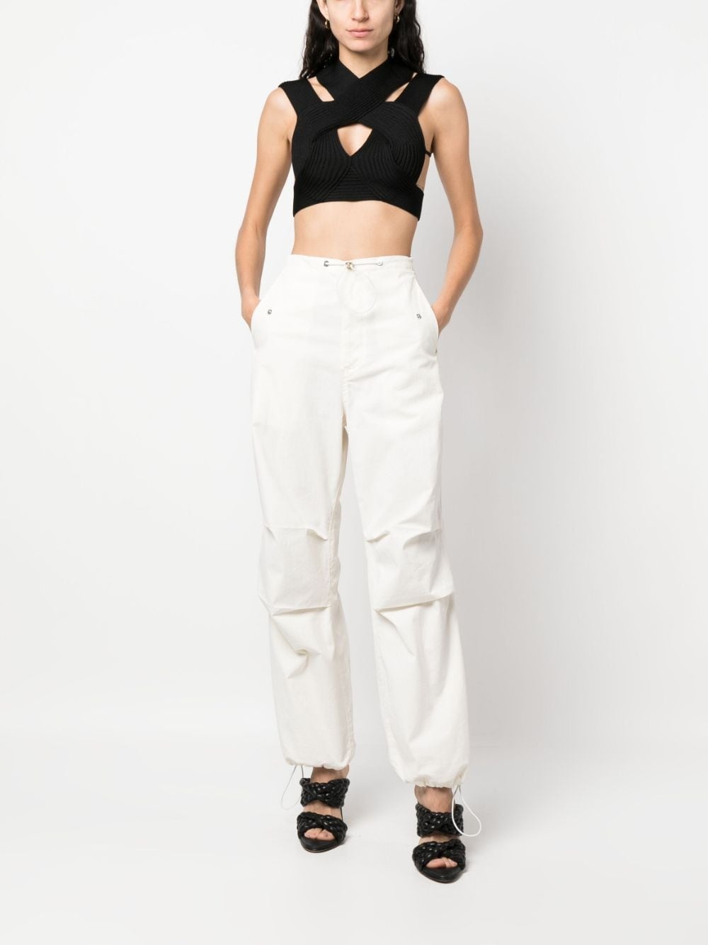 cut-out ribbed cropped top - 2