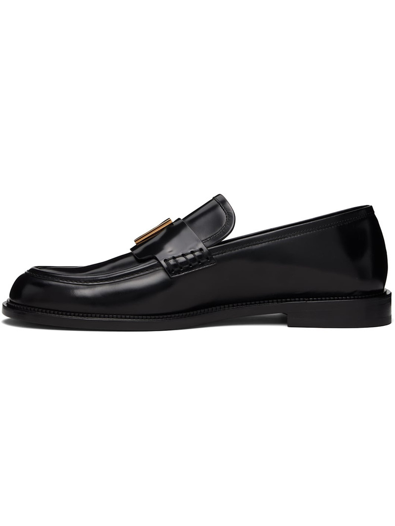 VERSACE Black 'V' Leather Loafers outlook