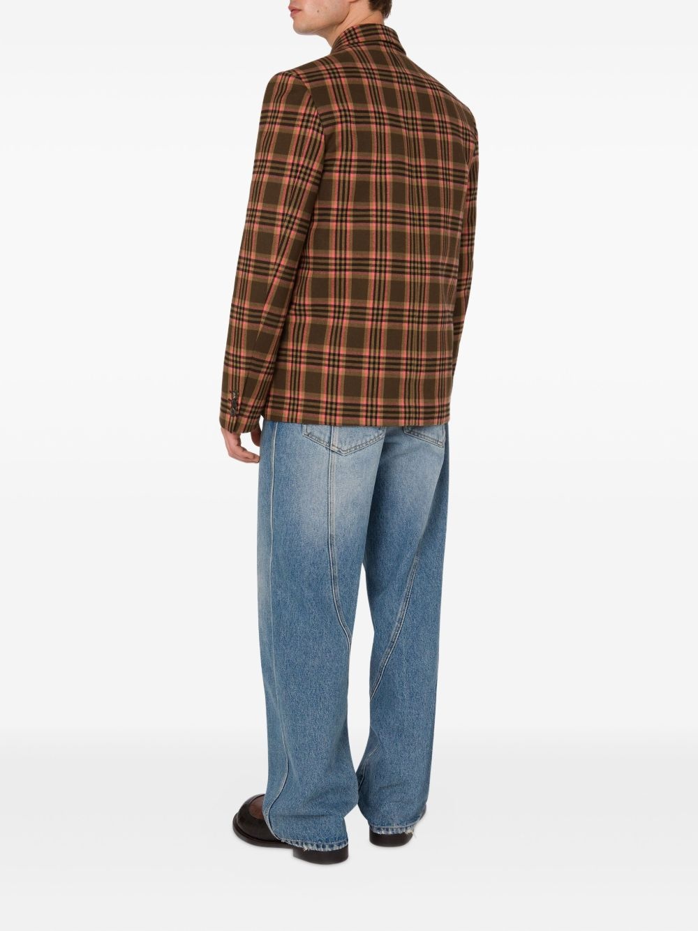 double-breasted checked blazer - 3