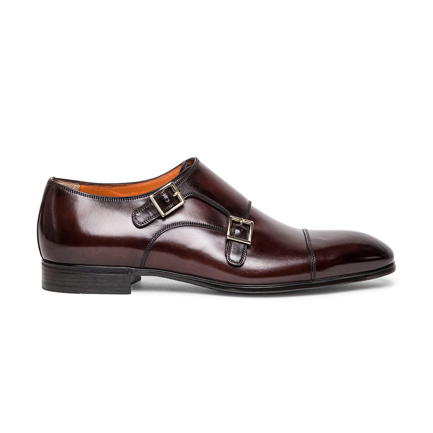 Men's brown leather double-buckle shoe - 1