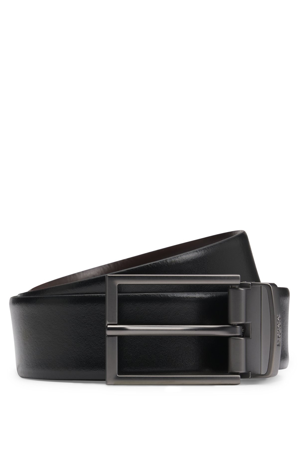 REVERSIBLE LEATHER BELT WITH LOGO KEEPER - 1