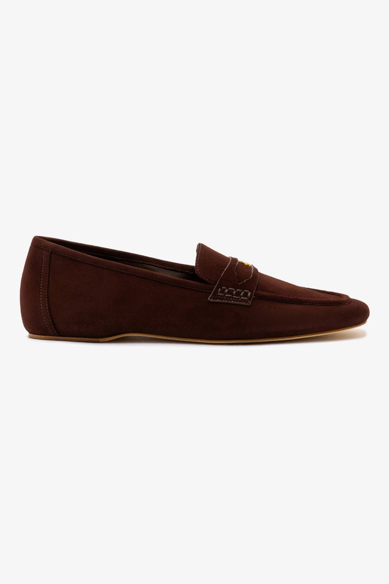 Suki Flat Loafer In Brown Suede 1