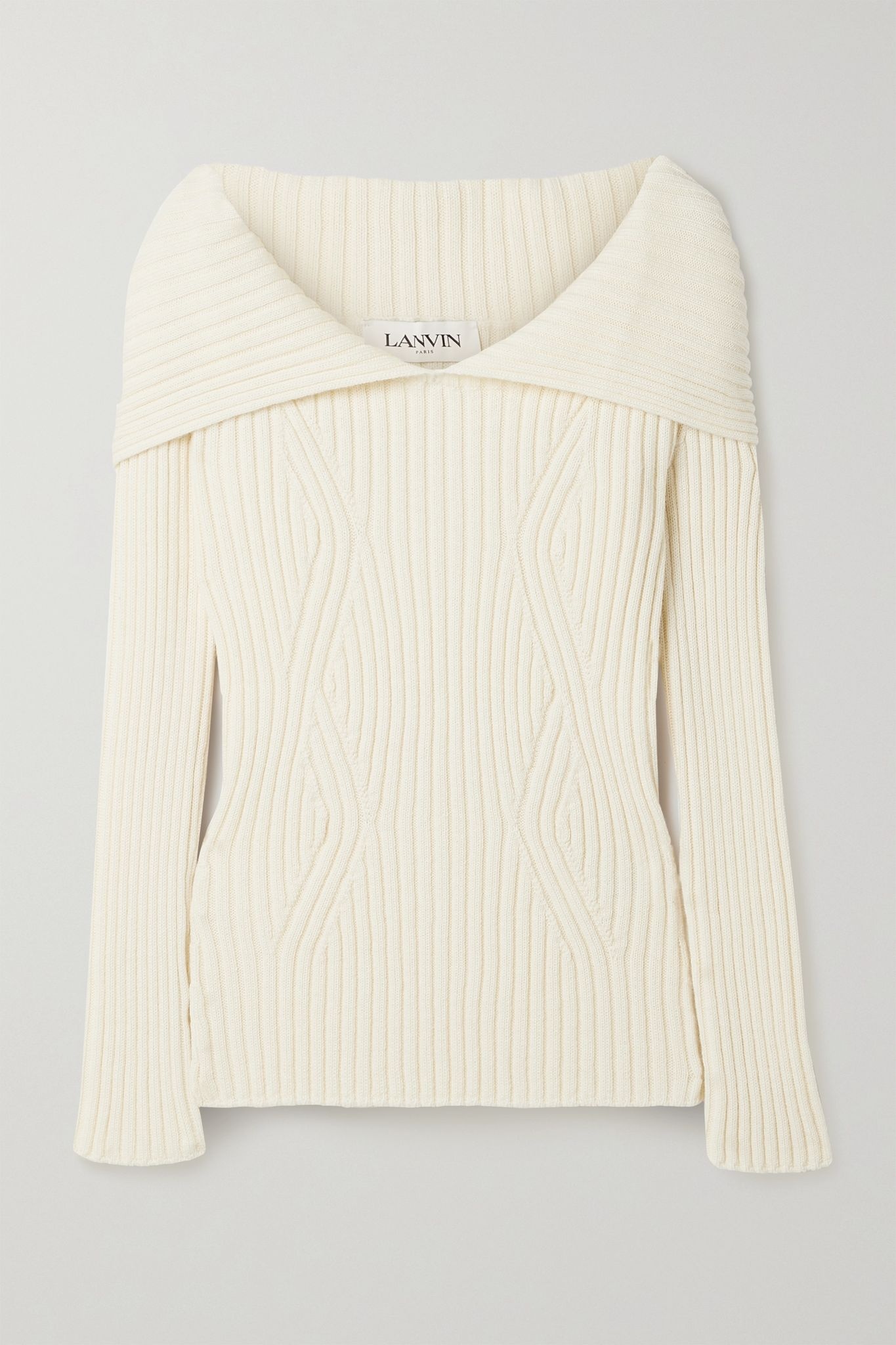 Cape-effect ribbed wool sweater  - 1