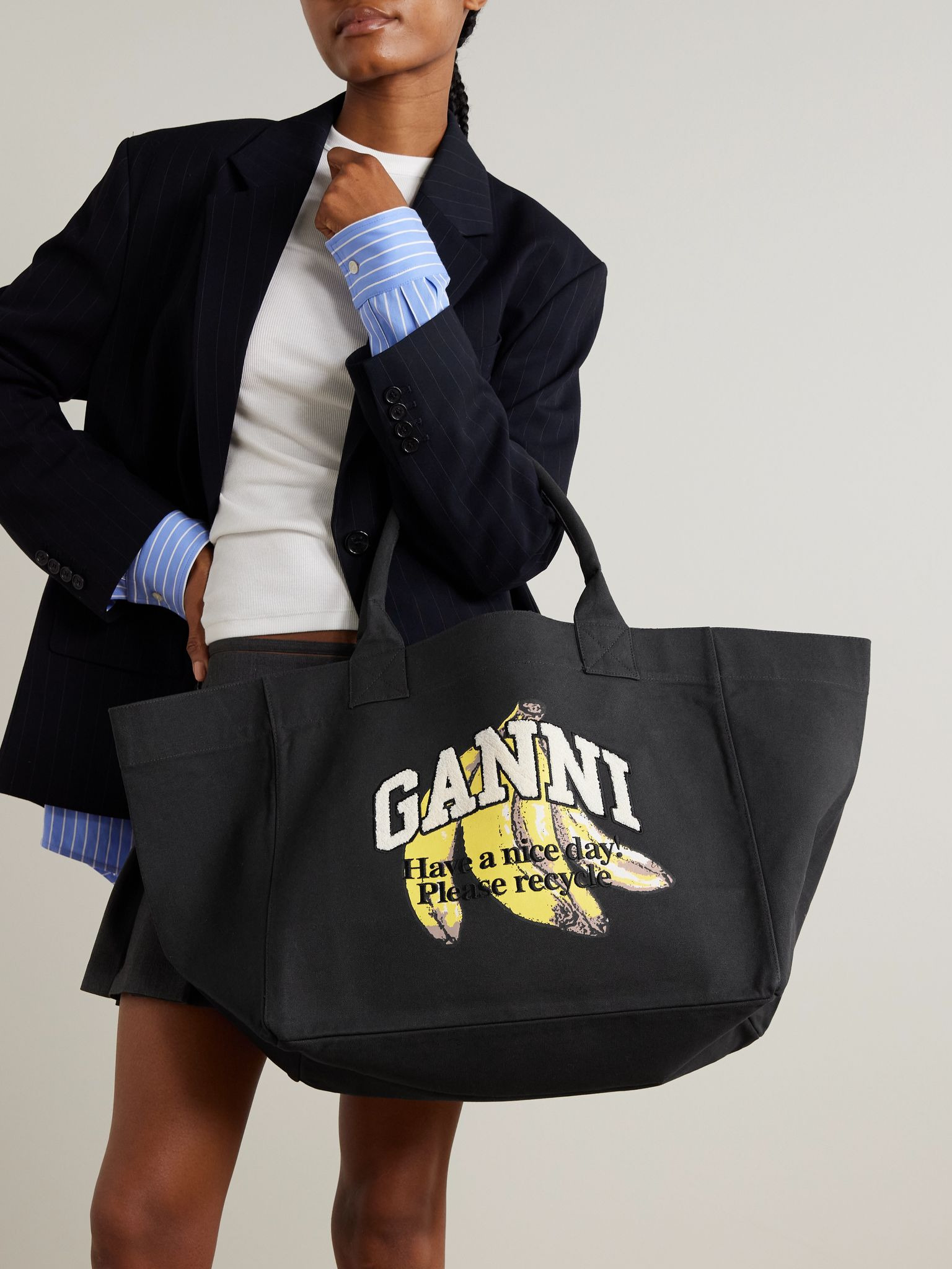 Printed cotton-canvas tote Black - 2