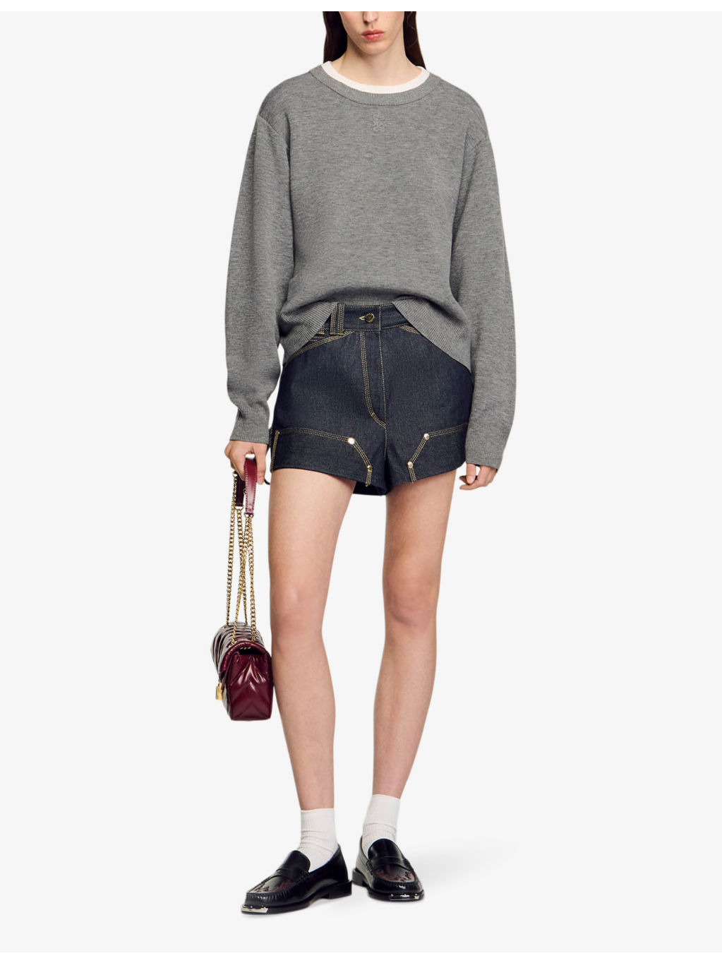 Contrast-collar relaxed-fit jersey jumper - 2
