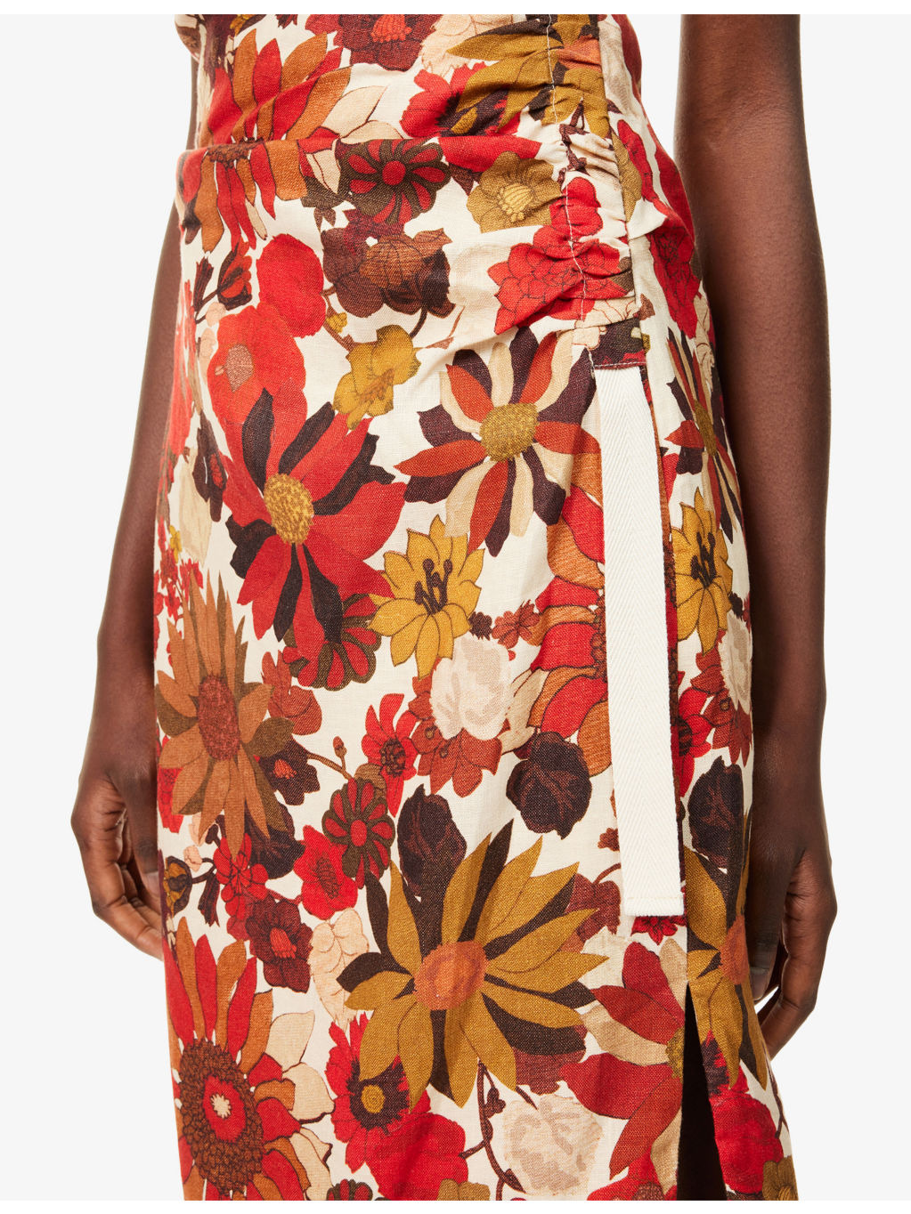 Castella Gathered Linen Midi Dress - 5