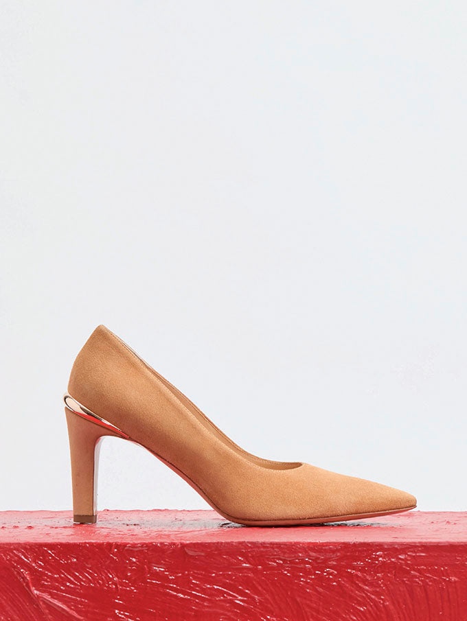 Edwina High Heel Stiletto Pump in Dark Camel Suede - 5