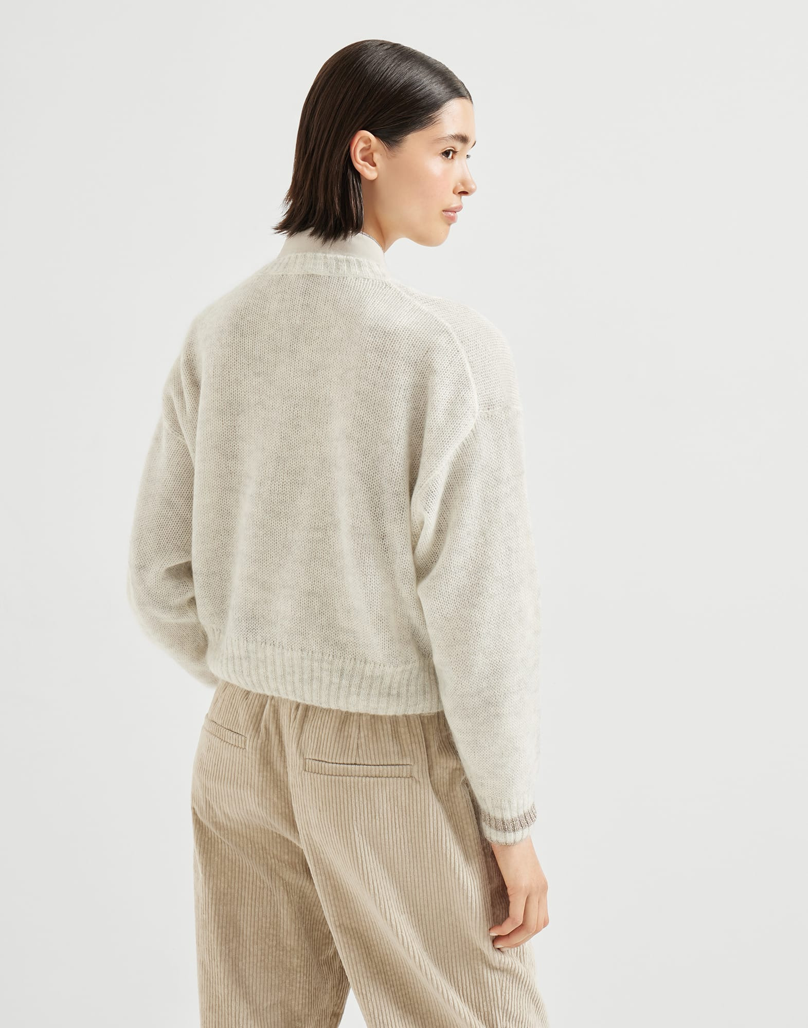 Mohair and wool sweater with sparkling striped cuffs - 2