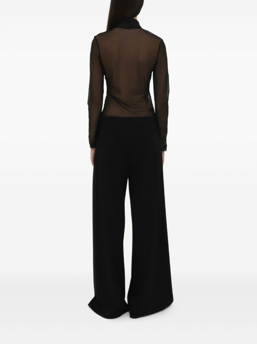 mesh long-sleeve turtleneck top - 4