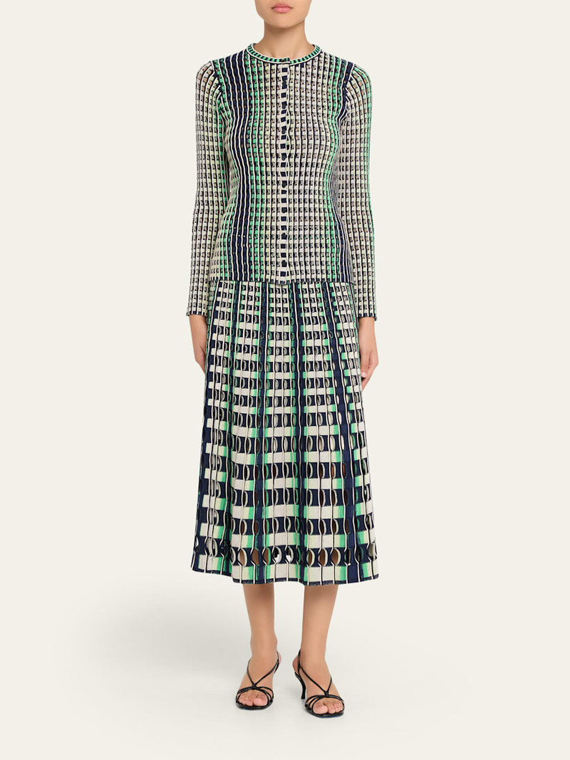 SIMKHAI Drue Openwork Midi Skirt outlook