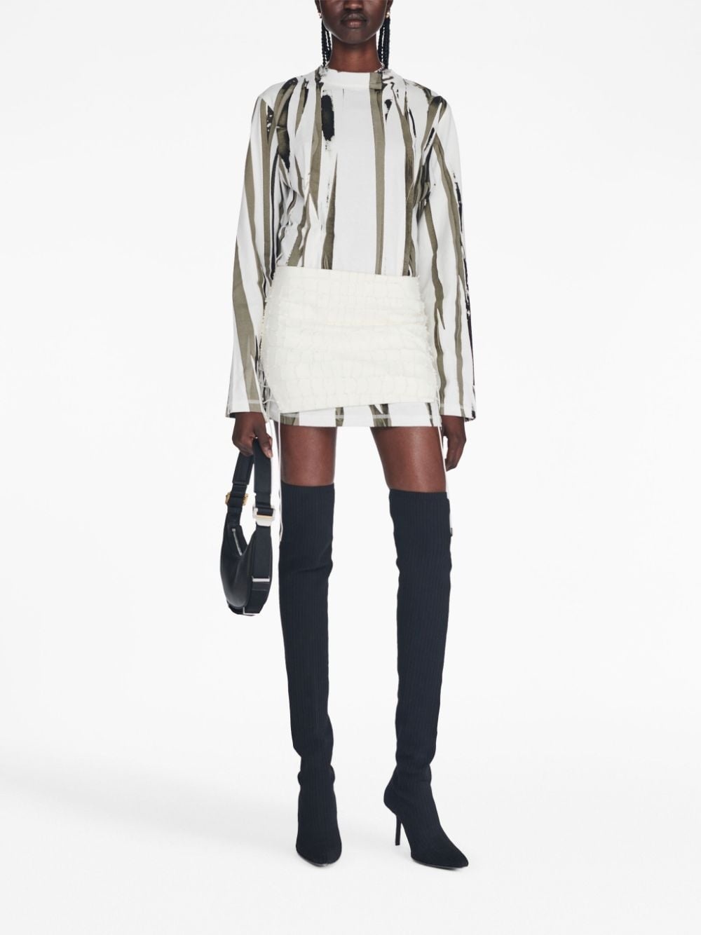 snakeskin-effect leather skirt - 2