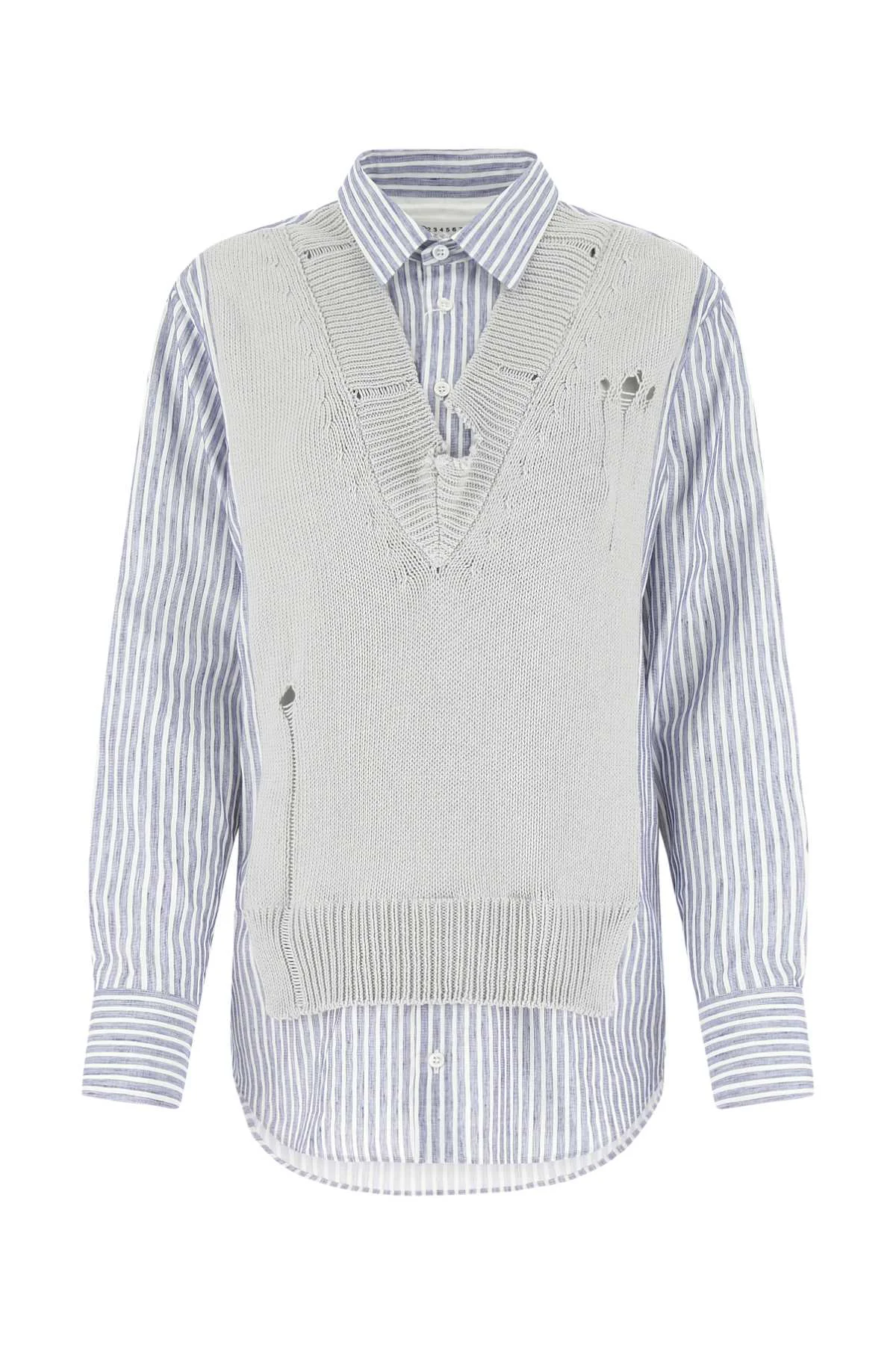 Maison Margiela Women Embroidered Cotton Bend Shirt - 1