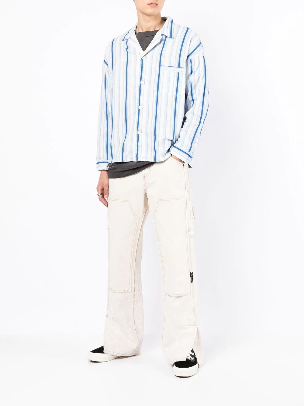 stripe-print button-up shirt - 2