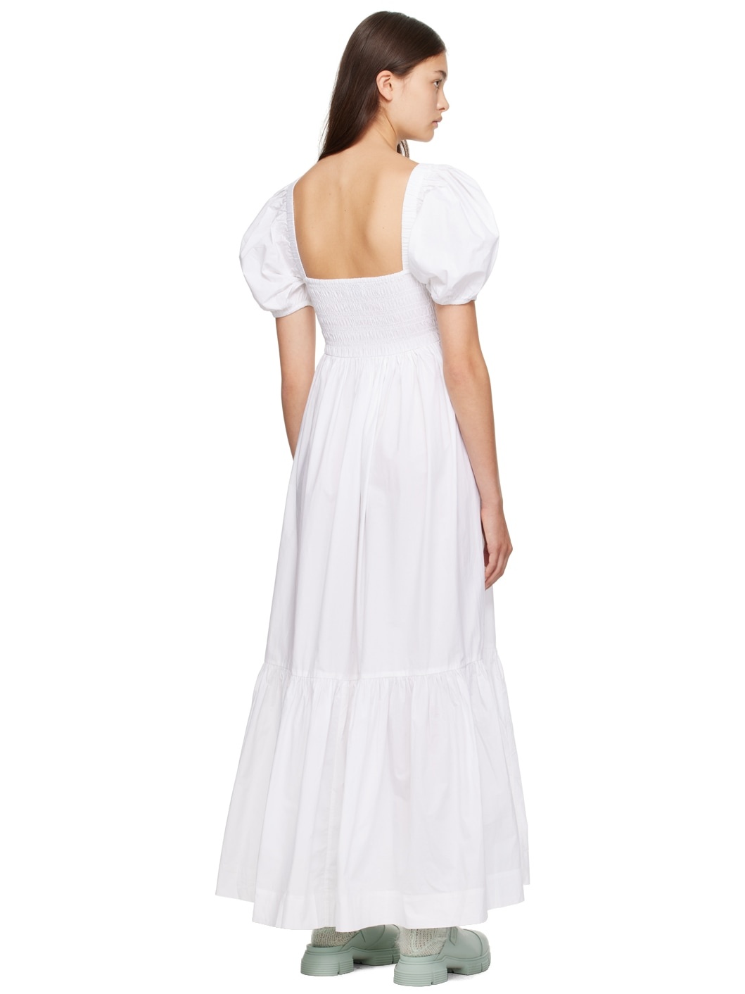 White Smocked Maxi Dress - 3