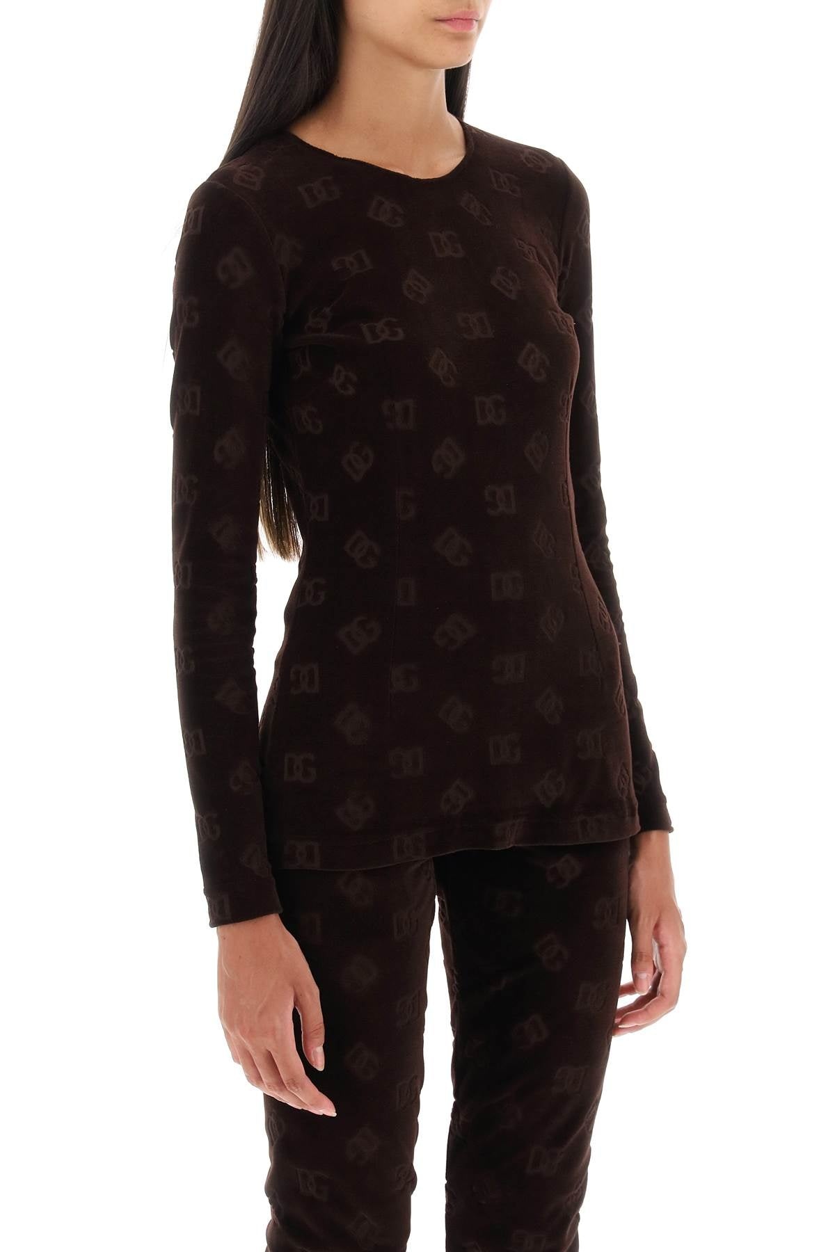 Long Sleeved Top In Monogram Chenille - 4