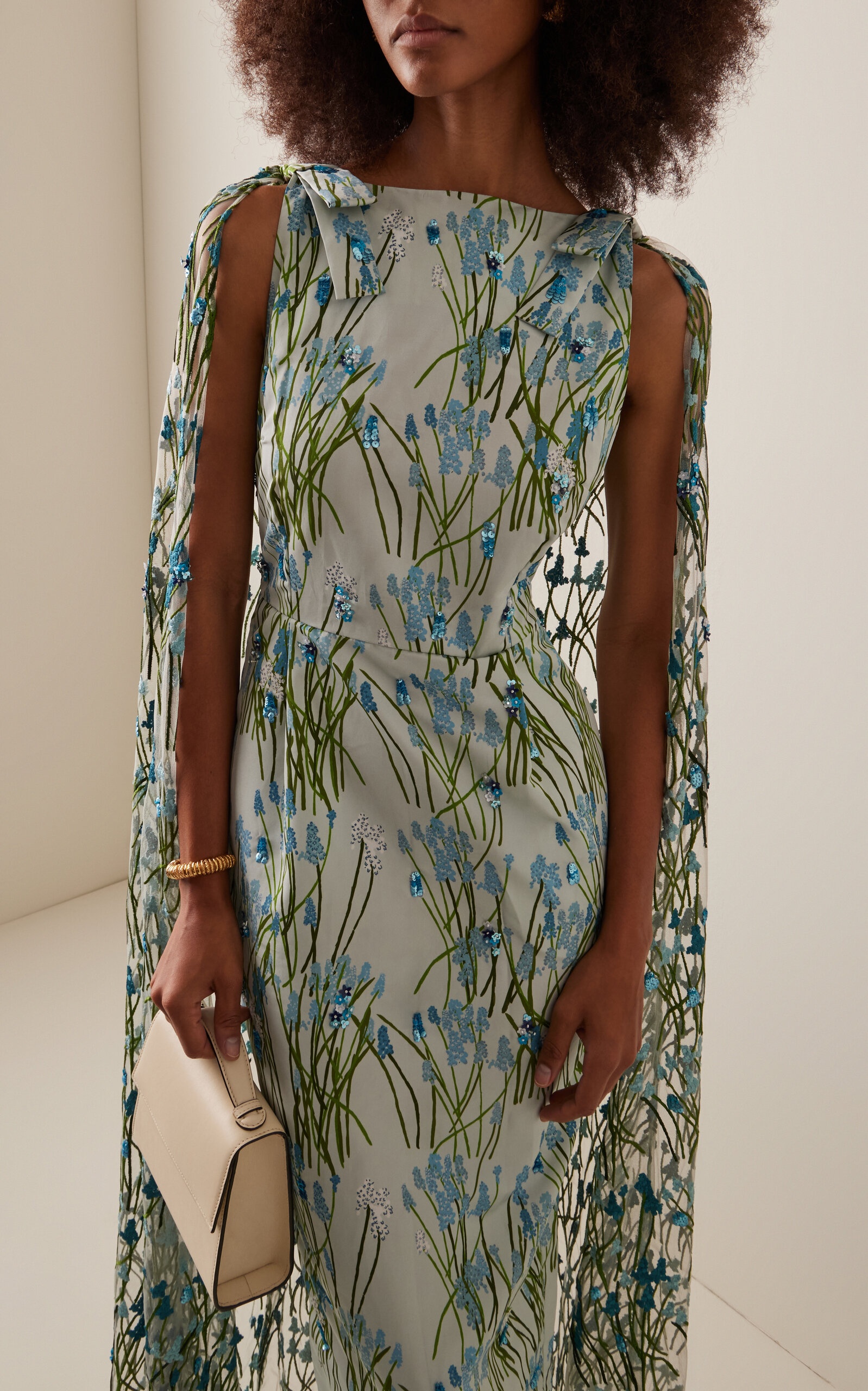 Charlene Embroidered Crepe Maxi Dress blue - 3
