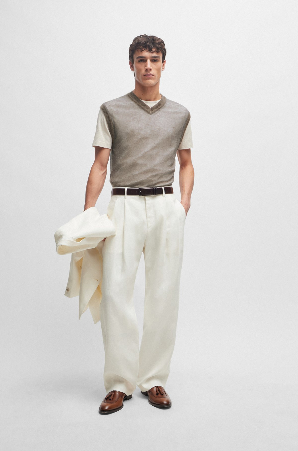 REGULAR-FIT SLEEVELESS SWEATER IN A TRANSLUCENT KNIT - 4