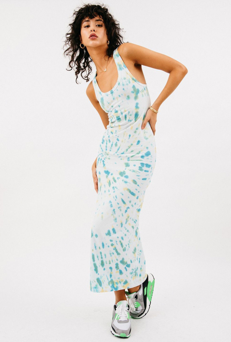 SPRWMN MARINE TIE DYE COTTON MAXI DRESS outlook