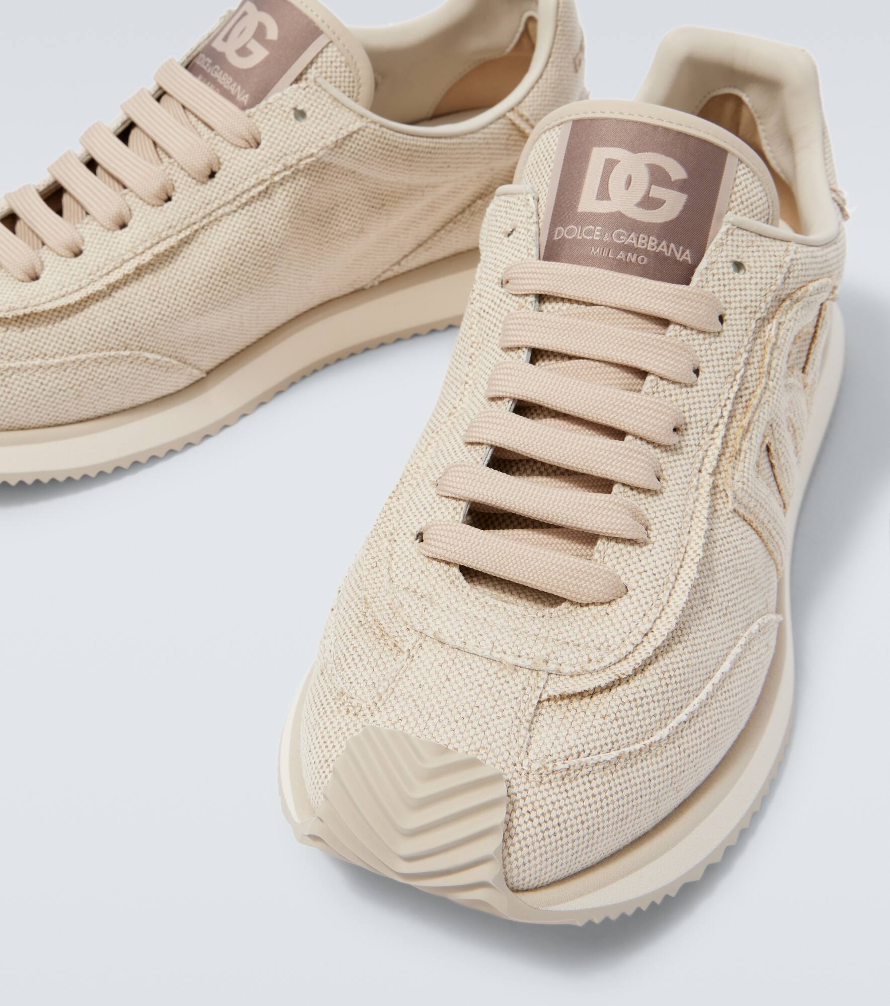 Leather-trimmed canvas sneakers - 3