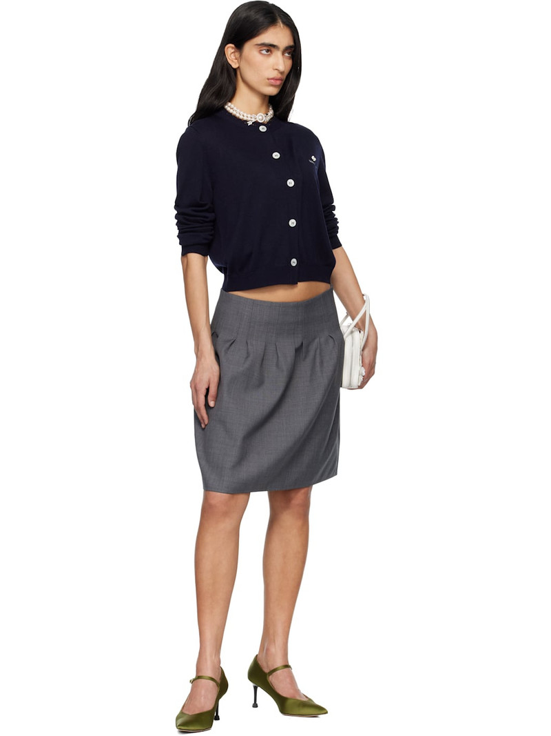 Navy Logo-Stitch Knit Cardigan 5