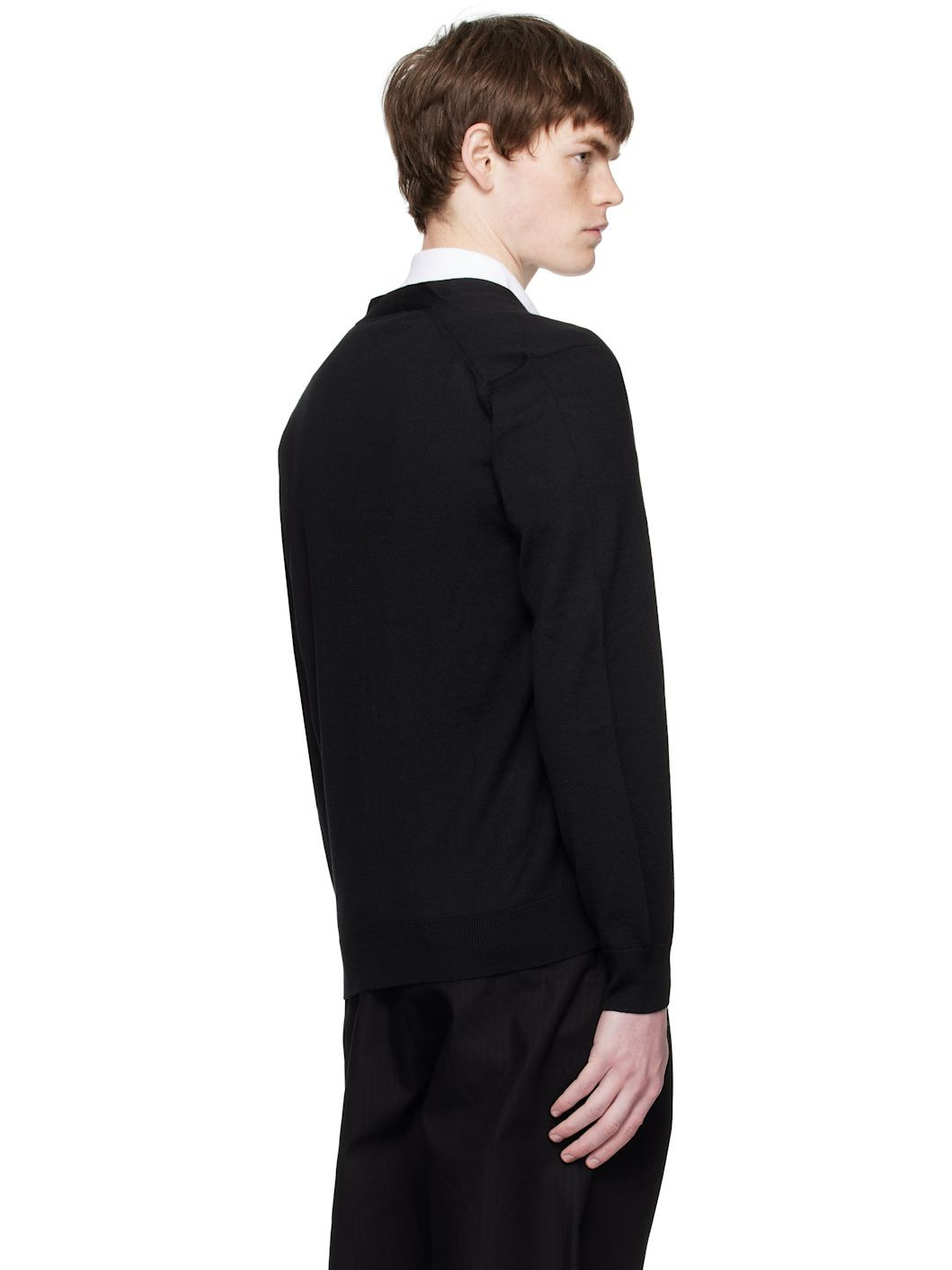 Black Bold Fox Head Patch Cardigan - 3
