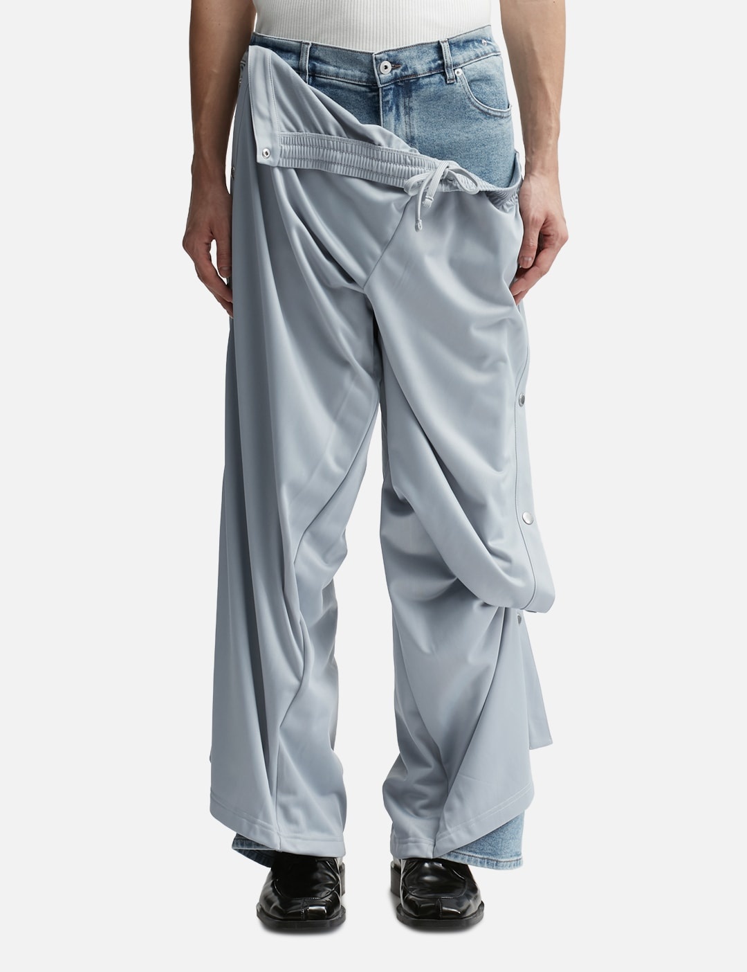SNAP OFF DENIM TRACK PANTS - 4