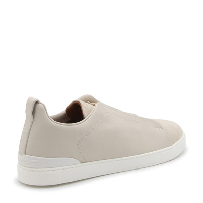 ZEGNA white leather slip on sneakers outlook